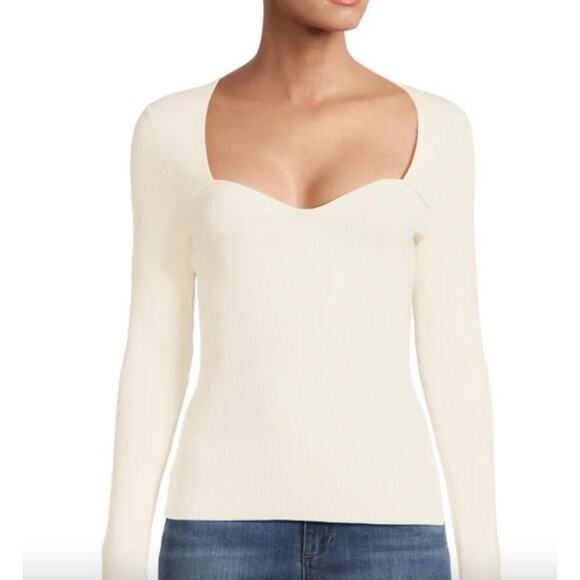 Veronica Beard gladys solid rib knit cream sweater top M - Picture 1 of 7